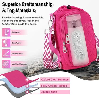 AGLOD Water Bottle Carrier Bag with Strap, Water Bottle Holder Crossbody Bags for Women Men for Walking, Hiking,Cycling