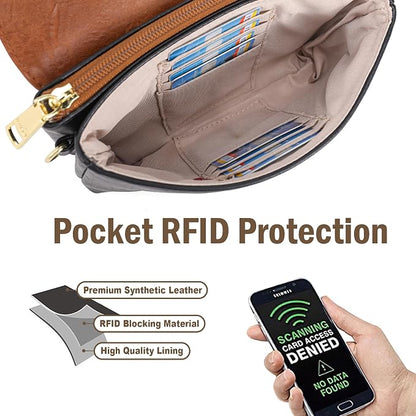MINICAT RFID Blocking Small Crossbody Bags for Women Vegan Leather Mini Travel Purses Cell Phone Purse Cross Body Bag