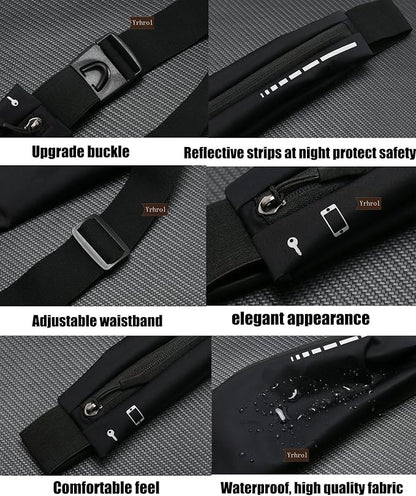 2 Pack Running Belt Slim Pack for Women Men, Phone Holder Runners Pouch Waist Belt for Workout Jogging, Money Belt Running Gift Gear Accessories, Black, One Size, Fashion (Black)