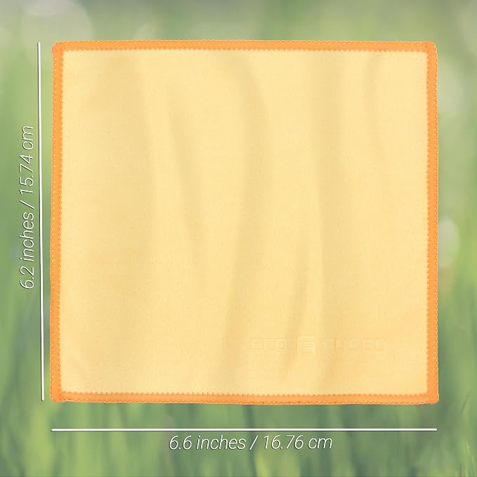 Eco-Fused Microfiber Cleaning Cloths Double-Sided - 5 Pack - 6.6 x 6.2 inch - Microfiber and Suede Cloth for Smartphones, LCD TV, Tablets, Laptop Screens, Camera Lenses (Yellow)