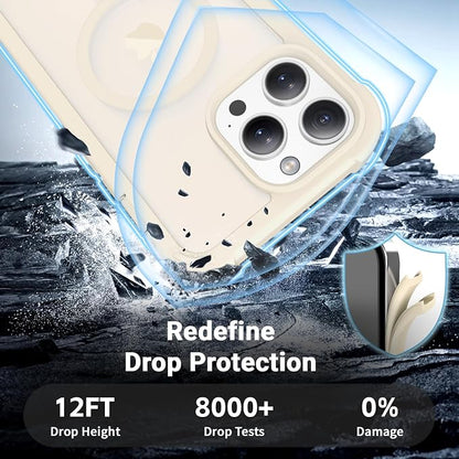 jaroco Magnetic for iPhone 14 Pro Max Case, [Compatible with MagSafe][Military Grade Drop Protection][Heavy Duty Protection][Non-Slip][Shockproof] 2-Layer Durable Bumper Phone Case 6.7''-Antique White