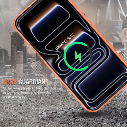 Battery Case for iPhone 17 Pro, Enhanced 10000mAh Portable Protective Wireless Charging Case Support Carplay Compatible with iPhone 17 Pro (6.3 inch) Rechargeable Extended Battery Charger Case-Orange
