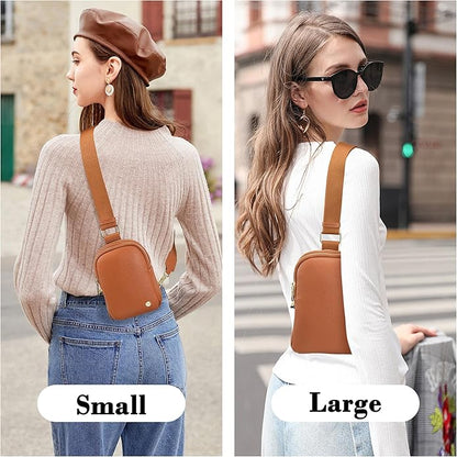 INICAT Anti Theft Crossbody Bag for Women, Small RFID Blocking Sling Purse with Zipper Lock for Travel, Vegan Leather