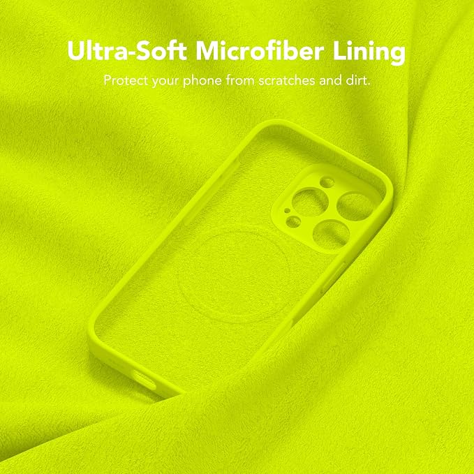 Magnetic for iPhone 16 Pro Max Case, Compatible with MagSafe, [Full Camera Protection][Screen Protector] Silicone Shockproof Protective Phone Case for iPhone 16 Pro Max, Fluorescent Green