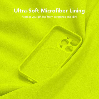 Magnetic for iPhone 16 Pro Max Case, Compatible with MagSafe, [Full Camera Protection][Screen Protector] Silicone Shockproof Protective Phone Case for iPhone 16 Pro Max, Fluorescent Green
