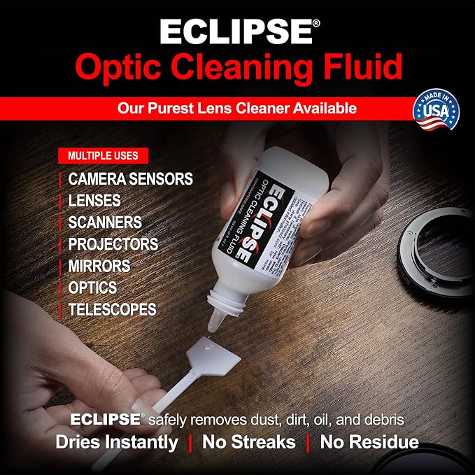 PEC-PAD Lint Free Wipes and Eclipse Optic Cleaning Solution - Non-Abrasive 4" x 4" Lens Wipes for Phone, Camera, Computer, and All Sensitive Glass - Cleaning Kit - (59ml) 2oz