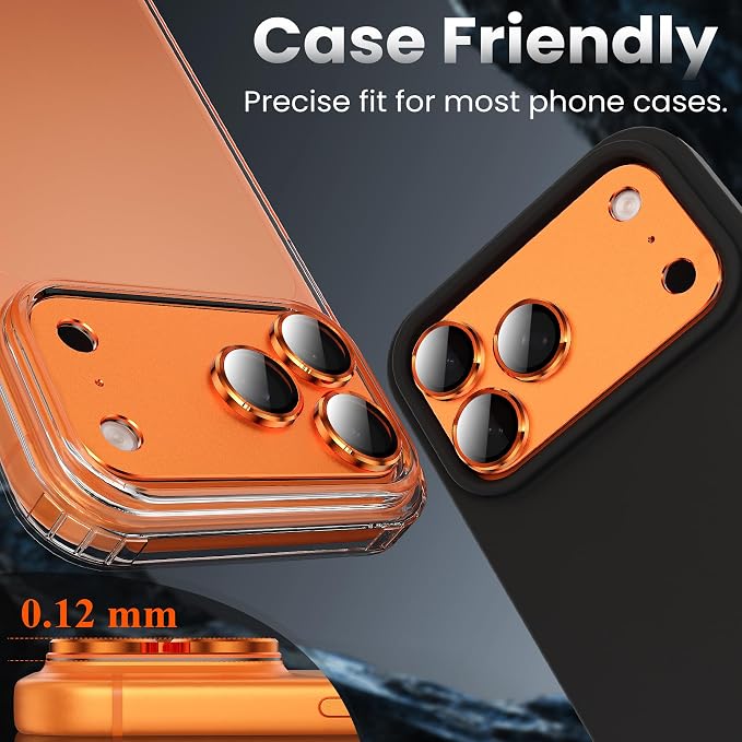 YWXTW Designed for iPhone 17 Pro Max Camera Lens Protector, [1:1 Perfect Fit] Full Coverage Matte Metal Tempered Glass Camera Screen Cover Accessories, Case Friendly (Cosmic Orange, iPhone 17 Pro Max)