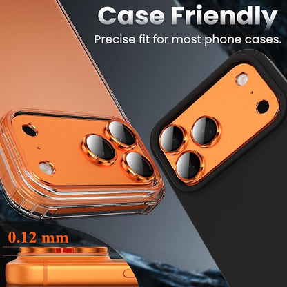 YWXTW Designed for iPhone 17 Pro Camera Lens Protector, [1:1 Perfect Fit] Full Coverage Matte Metal Tempered Glass Camera Screen Cover Accessories, Case Friendly (Cosmic Orange, iPhone 17 Pro)