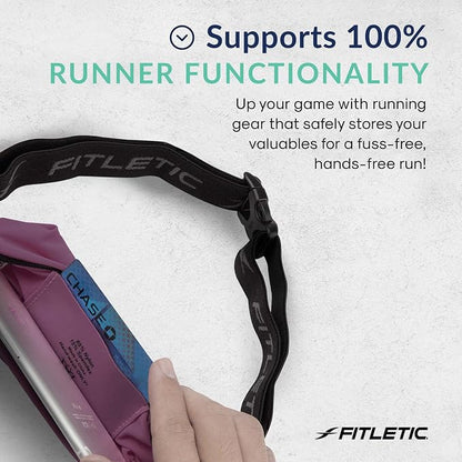 Fitletic Active Lifestyle Fanny Pack & Mini Sports Running Belt For Men & Women – Lightweight, Low Profile- Ultra-Soft Expandable Lycra Pouch - Fits All Phones – Inner Pocket