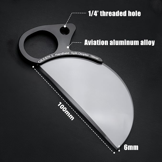 GREEN.L 100mm Handheld Split Diopter Prism Filter – Half Circular Optical Glass Lens for Creative Foreground Blur, Bokeh & Cinematic Effects