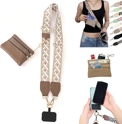 Crossbody Body Phone Holder for Women, New Phone Strap with Zippered Pouch, Adjustable Crossbody Strap