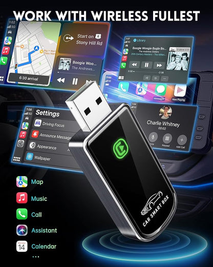 Wireless CarPlay Adapter for Apple iPhone iOS 10+ & Cars from 2015+, Mini Edition, Convert Factory Wired to Wireless CarPlay Dongle Plug & Play GPS Digital Media Receiver (Brushed Cobalt Blue)