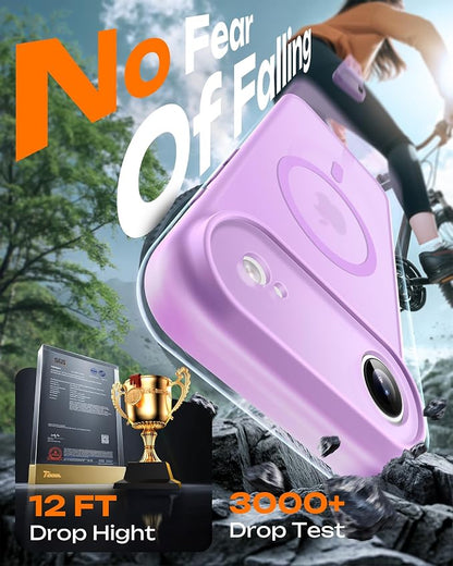 TOCOL for iPhone Air Case, Compatible with Magsafe Charger, Full Camera Protection, Drop Protection, Translucent Matte Phone Case for iPhone 17 Air 6.5 inch (Light Purple)