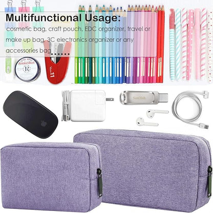 CAAORDKSO Electronics Organizer Travel Case, Water Resistant Cable Organizer Bag for Cable, Cord, Charger, Phone, Power Bank, Earphone, Electronics Accessories (Big-Purple)