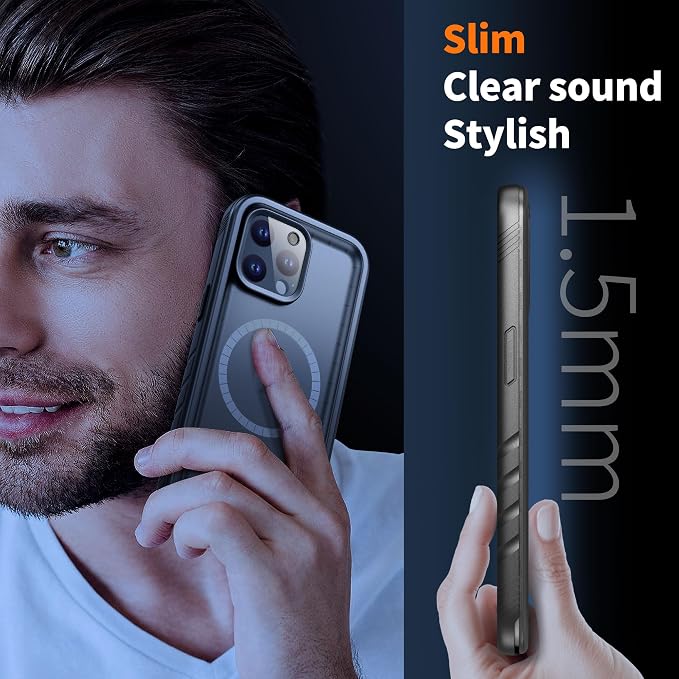 Cozycase for iPhone 14 Pro Waterproof Shockproof Dustproof Case [Compatible with MagSafe] - Heavy Duty/360 Full Body/Military Grade/Rugged Built in Screen/Camera Protector with Lanyard Black
