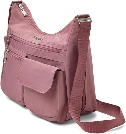 Baggallini womens Everywhere Bagg Crossbody Women 11x9 Lightweight Nylon Hobo Water-resistant Travel Bag W/Rfid