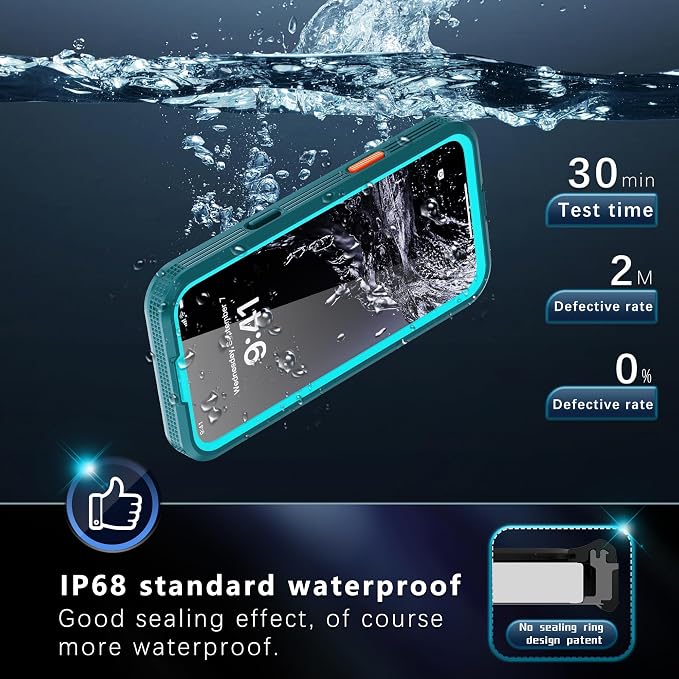 Omio for iPhone 16 Pro Max Waterproof Case Compatible with MagSafe, Magnetic Waterproof Full Body IP68 Underwater Case Built-in Screen Protector Military Grade Shockproof Case for Men Women Teal