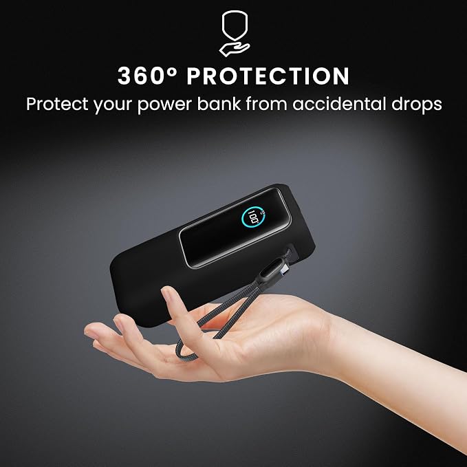 kwmobile Case Compatible with Anker Power Bank 25000mAh (A1695H11) - Portable Powerbank Cover - External Battery Charger Bag, Shockproof - Black