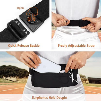 WHIPPY Slim Running Belt Fanny Pack for Women Men Elastic Runners Belt Waist Pouch Chest Bag Phone Holder Waist Pack for Running Hiking