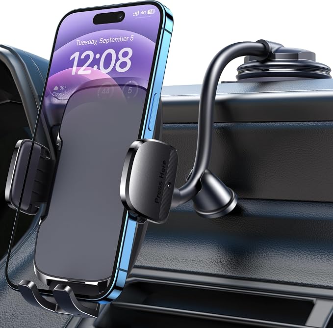 Phone Mount for Car Holder 6.2IN Windshield Dashboard Mounting Kits [Washable Strong Suction Cup] Cell Phone Holder Car Mounts for All iPhone Android Smartphone, Grey
