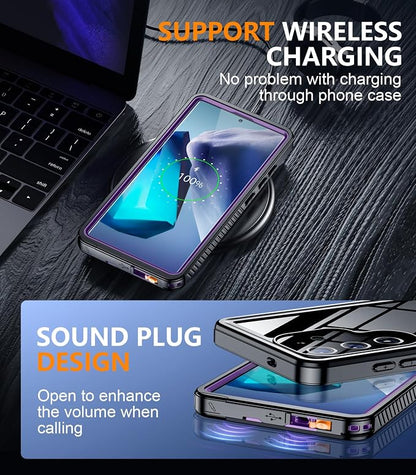 Temdan Designed for Samsung Galaxy S24 Ultra Case,Waterproof Built-in Lens & Screen Protector [Full Body Shockproof][Military Drop Proof][IP68 Underwater] Phone Case for S24 Ultra 5G-Purple (2024)