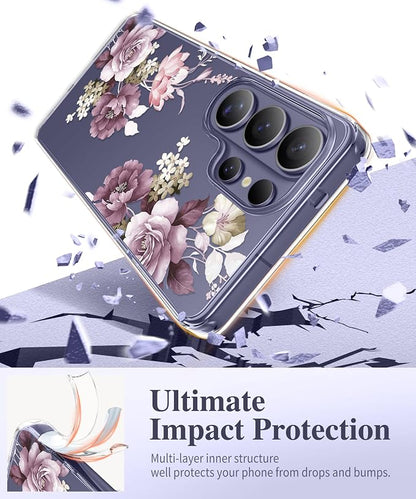 GVIEWIN for Samsung Galaxy S26 Ultra Case, Clear Floral Slim Shockproof Protective Women Phone Case, Non-Yellowing, with Screen Protector & Camera Lens Protector for S26 Ultra 6.9", Cherry Blossoms