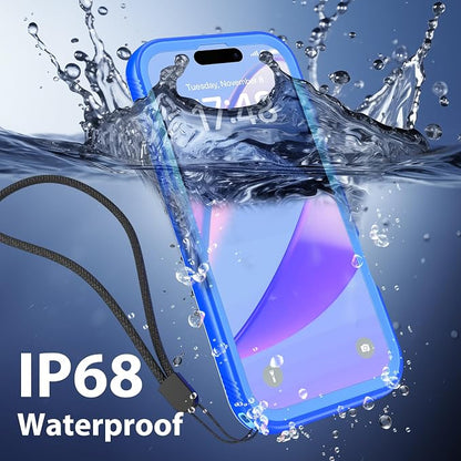 SPORTLINK for iPhone 16 Plus Case with Screen Protector,IP68 Underwater/6.6FT Military Dropproof/Dustproof/Heavy Duty Full Body Phone Case for Apple iPhone 16 Plus 6.7 inch Blue/Frosted Clear