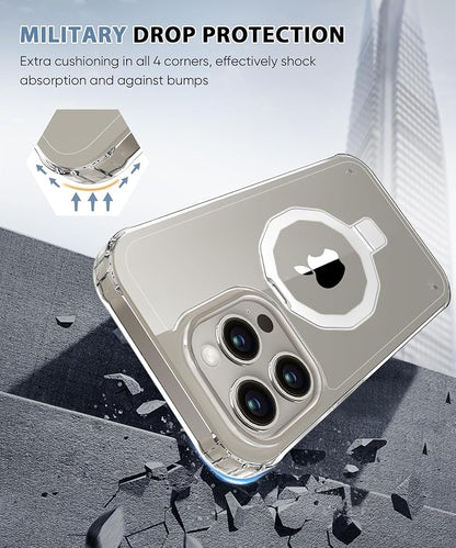 for iPhone 15 Pro Max Case, with Screen Protector + Camera Lens Protector, Built-in Seamless Stand, [Compatible with MagSafe] Protective Shockproof Phone Case, Cover iPhone 15 ProMax - Clear