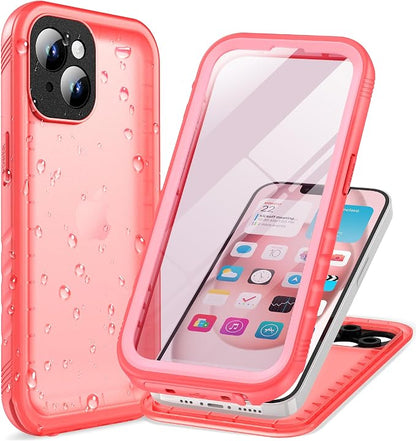 Cozycase Compatible with iPhone 14 Waterproof Case - Full Body Shockproof Dustproof Dropproof Built in Screen Protector Rugged Waterproof Case for iPhone 14 6.1 Inch Pink