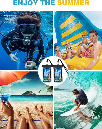 Waterproof Phone Pouch [2 Pack][Super Buoyant] Floating IPX8 Waterproof Phone Case Beach Cruise Ship Travel Essentials Cellphone Dry Bag for iPhone 17 16 15 14 13 12 Pro XS XR X Up to 6.9''