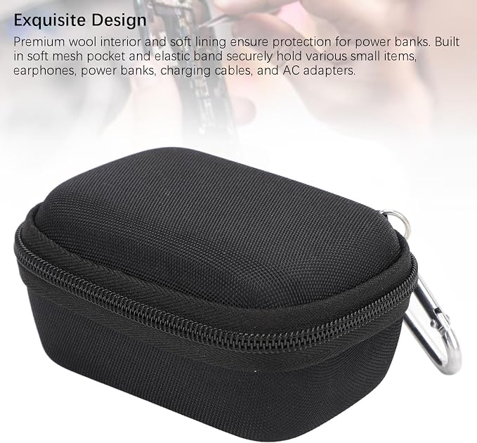 PUSOKEI Battery Storage Bag Reduce Impact Force Power Bank Carrying Case for Portable Charger (Black)