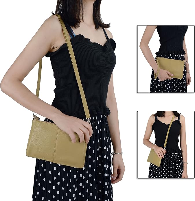 befen Genuine Leather Wristlet Clutch Wallet Purses Small Crossbody Bags for Women with RFID Blocking Card Slots