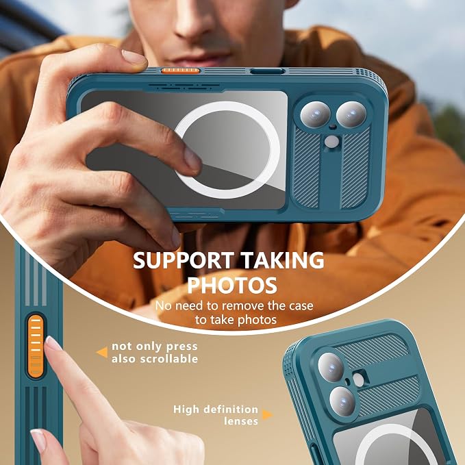 Losin Compatible with iPhone 17 Waterproof Case, [Compatible with MagSafe] [Built-in Screen Protector], Full Body Protection Military Grade Shockproof Case, Teal