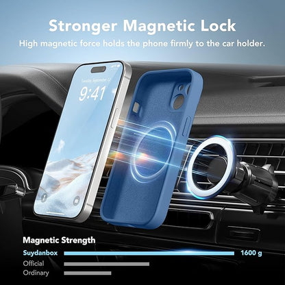 Magnetic for iPhone 15 Plus Case, Compatible with MagSafe, [Full Camera Protection][Screen Protector] Silicone Shockproof Protective Phone Case for iPhone 15 Plus 6.7", Lake Blue