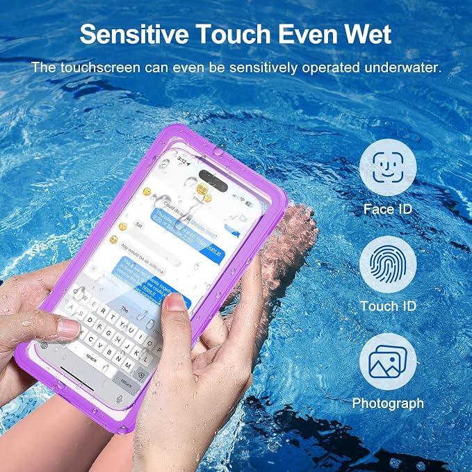 Beasyjoy Waterproof Phone Case, Underwater Phone Case for Snorkeling, Universal IPX8 Diving Pouch with Lanyard for iPhone Samsung Google Moto Series-[NOT Fit Snugly] [Touchscreen Operated Only]-Purple