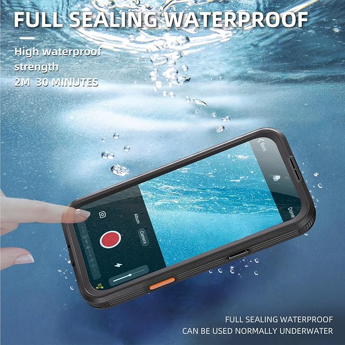 Guppy for iPhone 16 Plus Magnetic Waterproof Case, Built-in Screen Protector [IP68 Waterproof][14FT Military Drop Proof] 360° Full Body Protection Dustproof Shockproof Heavy Duty Rugged Case, Black