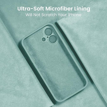 FireNova Designed for iPhone 16 Case, Silicone Upgraded [Camera Protection] Phone Case with [2 Screen Protectors], Soft Anti-Scratch Microfiber Lining Inside, 6.1 inch, Mint Green