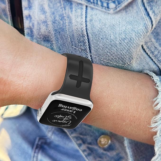 Faith Over Fear Watch Band compatible with Apple Watch Laser Engraved iWatch Band Silicone 38mm 40mm 41mm 42mm 44mm 45mm 49mm Strap Jesus Psalm Christian God (38/40/41/42mm M/L, Black)