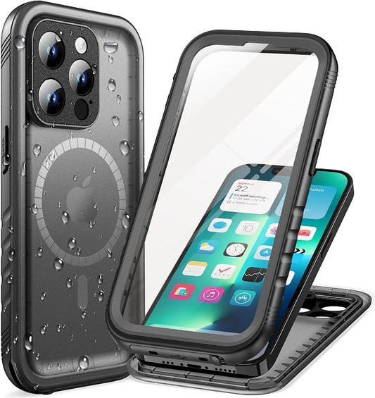 Cozycase for iPhone 13 Pro Max Waterproof Shockproof Dustproof Case [Compatible with MagSafe] - Heavy Duty/360 Full Body/Military Grade/Rugged Hard Built in Screen/Camera Protector with Lanyard Black