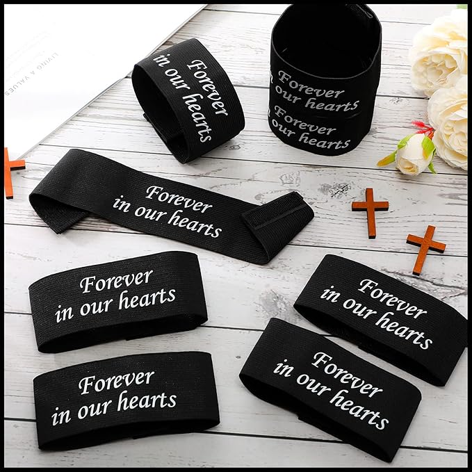 Unittype 25 Pcs Mourning Arm Band, Elastic Adjustable Funeral Armband for Mourning Funeral Memorial Condolence Respect Event, Black