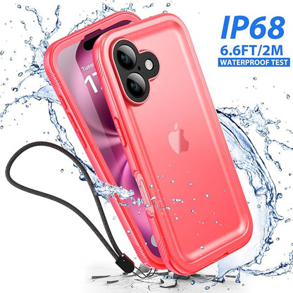 SPORTLINK for iPhone 16 Waterproof Case - Shockproof Dustproof Case with Built-in Clear Screen Protector, Full Body Heavy Duty Sealed Protective Cover for i Phone 16 6.1" Pink