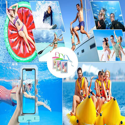 Waterproof Phone Pouch, Universal Case Compatible for iPhone 16 15 14 13 12 Pro Max Plus Up to 8.3", 3 Pack (Blue Green Pink)