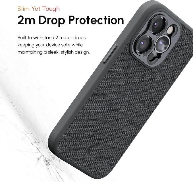 ShiftCam Fabric Camera Case Compatible with iPhone 14 | Built-in Lens Mount | Magnetic-Case | Shoot Stunning Photos Instantly (iPhone 14 Series, iPhone 14 Pro) Dark Grey