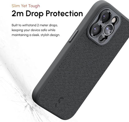 ShiftCam Fabric Camera Case Compatible with iPhone 14 | Built-in Lens Mount | Magnetic-Case | Shoot Stunning Photos Instantly (iPhone 14 Series, iPhone 14 Pro) Dark Grey