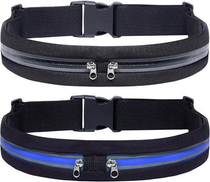 2 Pack Running Belt Fanny Packs for women and men,Belt Bag for Hiking Cycling Workout,Reflective Fanny Packs for Men Runners Belt Compatible with iPhone13,12 pro,Travelling Money Phone Holder