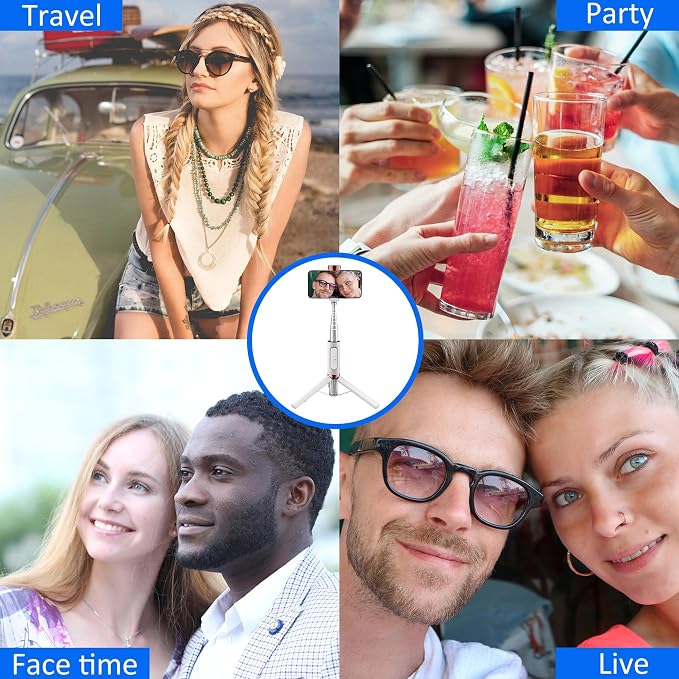 CellphoneTripod with Remote, Aluminum Alloy Selfie Stick Tripod, Best Foldable Mini Extendable Tripod Stand 270° Rotation Compatible with iPhone/Android Travel Essentials