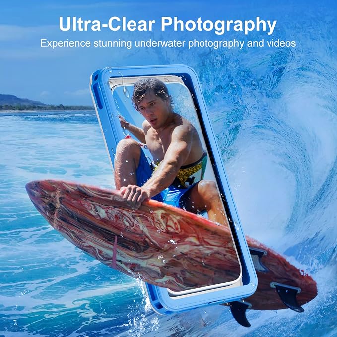 Beasyjoy Waterproof Phone Case, Underwater Phone Case for Snorkeling, Universal IPX8 Diving Pouch with Lanyard for iPhone Samsung Google Moto Series-NOT Fit Snugly Touchscreen Operated Only-Dark Blue