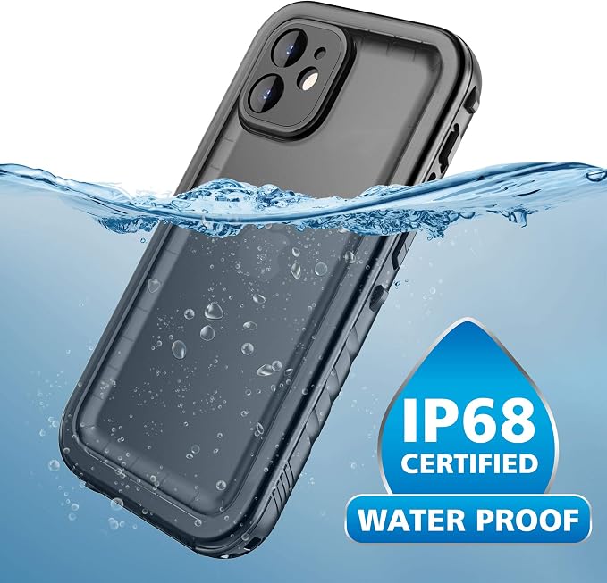 Cozycase Compatible with iPhone 12 Mini Waterproof Case - Full Body Rugged Dustproof Shockproof Case with Built-in Screen Protective Case for iPhone 12 Mini 5.4 inch (Black)