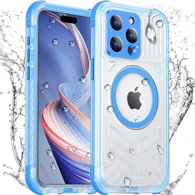 Temdan Magnetic for iPhone 15 Pro Case Waterproof,[Built-in Screen & Camera Protector][Full Body Shockproof][IP68 Underwater][Dustproof] Shockproof Phone Case for iPhone 15 Pro 6.1"-Blue
