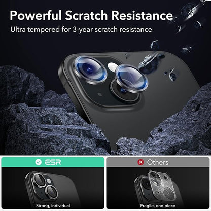 ESR 2 Pack Camera Lens Protector for iPhone 15/15 Plus/14/14 Plus, Ultra-tough HD Individual Lens Protectors, Scratch Resistant, Ultra-thin Tempered Glass, Armorite Series, Black